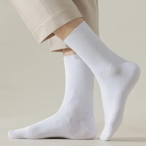 Men's 1 Pair Socks Black White Color Solid Color School Formal Vacation Medium All Seasons Daily Casual