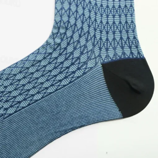 Men's 1 Pair Socks Blue Green Color Plaid Plaid Checkered Geometry Formal Wedding Anniversary Thin Spring & Fall Knitwear Elegant