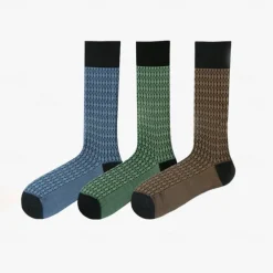 Men's 1 Pair Socks Blue Green Color Plaid Plaid Checkered Geometry Formal Wedding Anniversary Thin Spring & Fall Knitwear Elegant