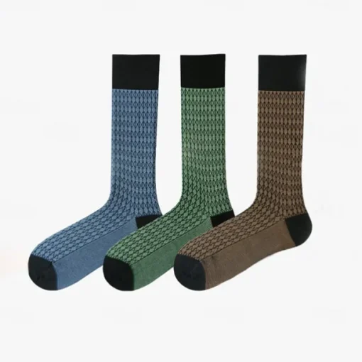 Men's 1 Pair Socks Blue Green Color Plaid Plaid Checkered Geometry Formal Wedding Anniversary Thin Spring & Fall Knitwear Elegant