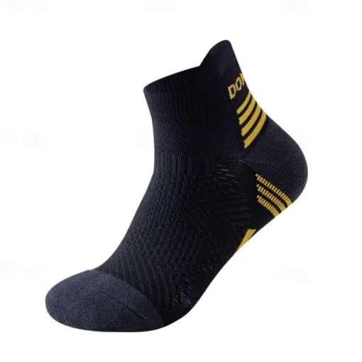 Men's 1 Pair Socks Crew Socks Anti-slip Socks Running Socks Black Navy Blue Color Stripes Spring, Fall, Winter, Summer