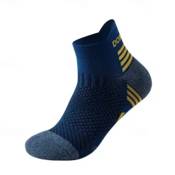 Men's 1 Pair Socks Crew Socks Anti-slip Socks Running Socks Black Navy Blue Color Stripes Spring, Fall, Winter, Summer