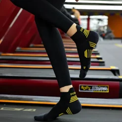 Men's 1 Pair Socks Crew Socks Anti-slip Socks Running Socks Black Navy Blue Color Stripes Spring, Fall, Winter, Summer