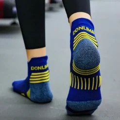 Men's 1 Pair Socks Crew Socks Anti-slip Socks Running Socks Black Navy Blue Color Stripes Spring, Fall, Winter, Summer
