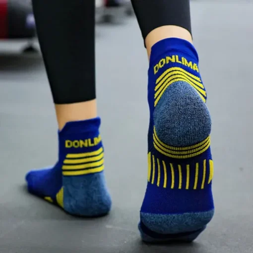 Men's 1 Pair Socks Crew Socks Anti-slip Socks Running Socks Black Navy Blue Color Stripes Spring, Fall, Winter, Summer