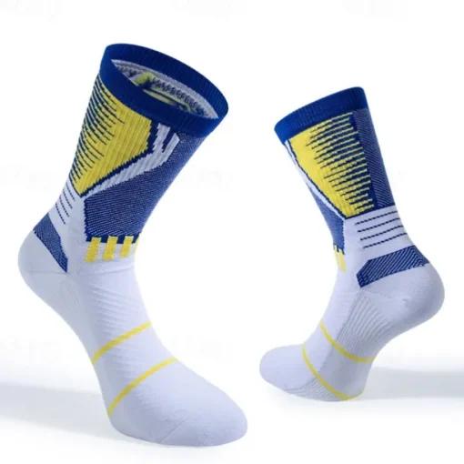 Men's 1 Pair Socks Running Socks Casual Socks Blue Green Color Color Block Sports & Outdoor Daily Vacation Basic Medium Spring Fall Fashion Casual