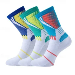 Men's 1 Pair Socks Running Socks Casual Socks Blue Green Color Color Block Sports & Outdoor Daily Vacation Basic Medium Spring Fall Fashion Casual