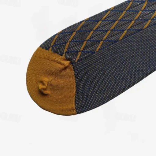 Men's 1 Pair Socks Yellow Red Color Plaid Plaid Checkered Geometry Formal Wedding Anniversary Thin Spring & Fall Knitwear Elegant