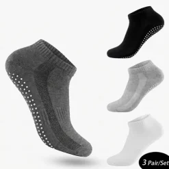 Men's 3 Pairs Ankle Socks Black White Color Plain Casual Daily Basic Medium Summer Spring Fall Yoga Breathable