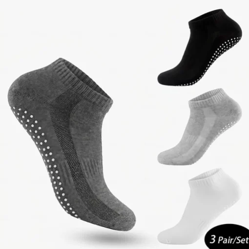 Men's 3 Pairs Ankle Socks Black White Color Plain Casual Daily Basic Medium Summer Spring Fall Yoga Breathable