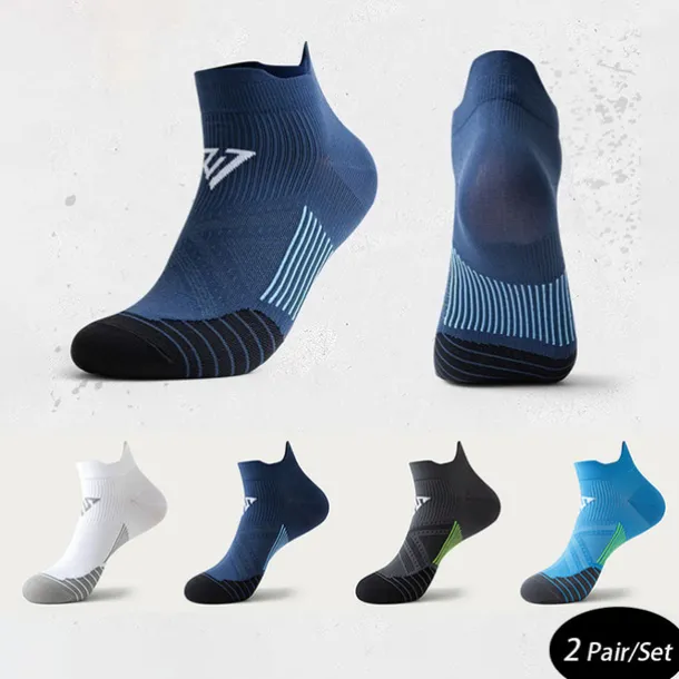 Men's 2 Pairs Ankle Socks Low Cut Socks Black White Color Running Socks Color Block Casual Daily Basic Medium Summer Spring Fall Breathable Stylish