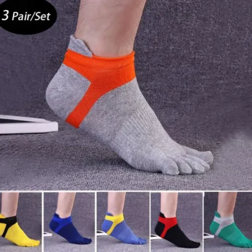 Men's 3 Pairs Ankle Socks Sport Socks / Athletic Socks Toe Socks Low Cut Socks Black Yellow Color Color Block Daily Wear Vacation Weekend Patchwork Medium Summer Spring & Fall Stylish Casual