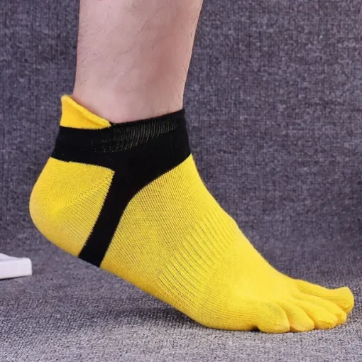 Men's 3 Pairs Ankle Socks Sport Socks / Athletic Socks Toe Socks Low Cut Socks Black Yellow Color Color Block Daily Wear Vacation Weekend Patchwork Medium Summer Spring & Fall Stylish Casual