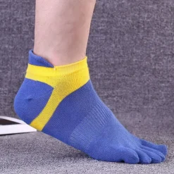 Men's 3 Pairs Ankle Socks Sport Socks / Athletic Socks Toe Socks Low Cut Socks Black Yellow Color Color Block Daily Wear Vacation Weekend Patchwork Medium Summer Spring & Fall Stylish Casual