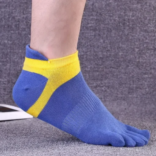 Men's 3 Pairs Ankle Socks Sport Socks / Athletic Socks Toe Socks Low Cut Socks Black Yellow Color Color Block Daily Wear Vacation Weekend Patchwork Medium Summer Spring & Fall Stylish Casual