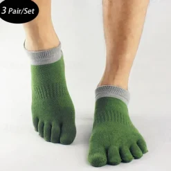 Men's 3 Pairs Ankle Socks Toe Socks Low Cut Socks Black White Color Color Block Daily Wear Vacation Weekend Mesh Medium Summer Spring & Fall Stylish Casual