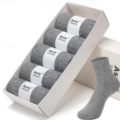 Men's 5 Pairs Black White Color Solid / Plain Color Office Casual Daily Spring Fall All Seasons Casual Socks Business