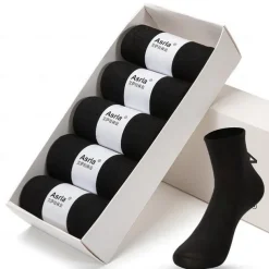 Men's 5 Pairs Black White Color Solid / Plain Color Office Casual Daily Spring Fall All Seasons Casual Socks Business