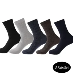 Men's 3 Pairs Crew Socks Black Light Grey Color Plain Casual Daily Basic Medium Summer Spring Fall Breathable