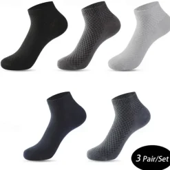 Men's 3 Pairs Crew Socks Low Cut Socks Black Light Grey Color Plain Casual Daily Basic Medium Summer Spring Fall Breathable