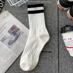 Men's 5 Pairs Multi Packs Socks Running Socks Casual Socks Black White Color Plain Vacation Sports & Outdoor Daily Basic Medium Spring Fall Fashion Casual