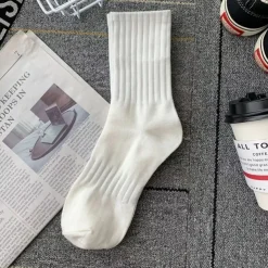 Men's 5 Pairs Multi Packs Socks Running Socks Casual Socks Black White Color Plain Vacation Sports & Outdoor Daily Basic Medium Spring Fall Fashion Casual