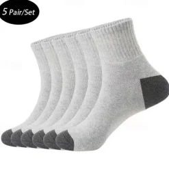 Men's 5 Pairs Multi Packs Socks Running Socks Casual Socks Black White Color Color Block Sports & Outdoor Daily Vacation Basic Medium Spring Fall Fashion Casual