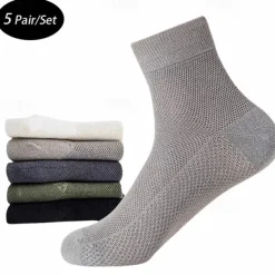 Men's 5 Pairs Multi Packs Socks Running Socks Casual Socks Black White Color Plain Sports & Outdoor Daily Vacation Basic Medium Spring Fall Fashion Casual