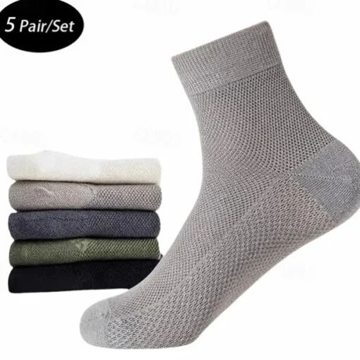 Men's 5 Pairs Multi Packs Socks Running Socks Casual Socks Black White Color Plain Sports & Outdoor Daily Vacation Basic Medium Spring Fall Fashion Casual