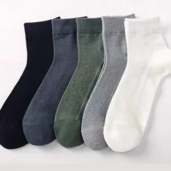 Men's 5 Pairs Multi Packs Socks Running Socks Casual Socks Black White Color Plain Sports & Outdoor Daily Vacation Basic Medium Spring Fall Fashion Casual