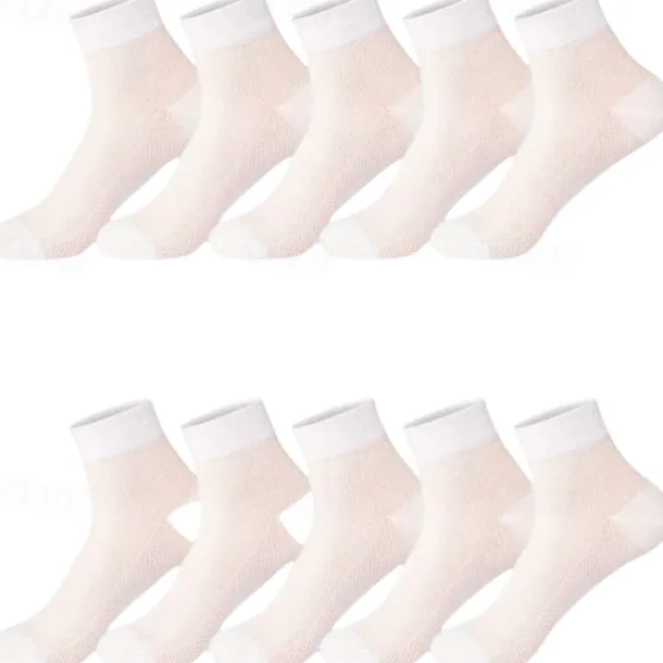 Men's 5 Pairs Multi Packs Socks Running Socks Casual Socks Black White Color Plain Sports & Outdoor Daily Vacation Basic Medium Spring Fall Fashion Casual