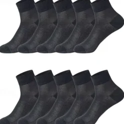 Men's 5 Pairs Multi Packs Socks Running Socks Casual Socks Black White Color Plain Sports & Outdoor Daily Vacation Basic Medium Spring Fall Fashion Casual