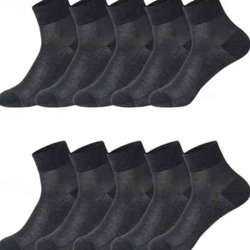 Men's 5 Pairs Multi Packs Socks Running Socks Casual Socks Black White Color Plain Sports & Outdoor Daily Vacation Basic Medium Spring Fall Fashion Casual