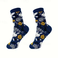 Men's 4 Pairs Multi Packs Socks Crew Socks Casual Socks Halloween Socks Rainbow Color Pumpkin Halloween Bat Sports & Outdoor Daily Vacation Basic Medium Fall & Winter Fashion Casual