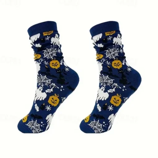 Men's 4 Pairs Multi Packs Socks Crew Socks Casual Socks Halloween Socks Rainbow Color Pumpkin Halloween Bat Sports & Outdoor Daily Vacation Basic Medium Fall & Winter Fashion Casual