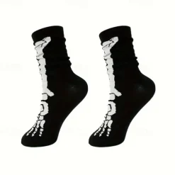 Men's 4 Pairs Multi Packs Socks Crew Socks Casual Socks Halloween Socks Rainbow Color Pumpkin Halloween Bat Sports & Outdoor Daily Vacation Basic Medium Fall & Winter Fashion Casual