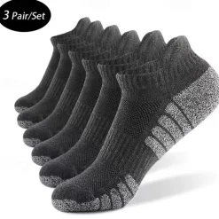Men's 3 Pairs Multi Packs Socks Running Socks Casual Socks Black+White+Gray Black Color Color Block Vacation Sports & Outdoor Daily Basic Medium Fall Winter Fashion Casual