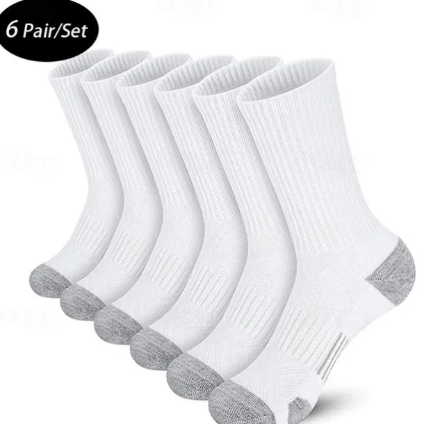 Men's 6 Pairs Multi Packs Socks Running Socks Casual Socks Black White Color Color Block Sports & Outdoor Daily Vacation Basic Medium Spring Fall Fashion Casual