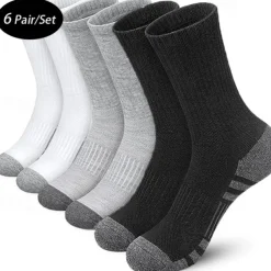 Men's 6 Pairs Multi Packs Socks Running Socks Casual Socks Black+White+Gray Black Color Color Block Sports & Outdoor Daily Vacation Basic Medium Spring Fall Fashion Casual
