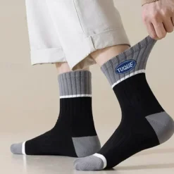 Men's 5 Pairs Multi Packs Socks Crew Socks Running Socks Casual Socks Rainbow Color Color Block Vacation Sports & Outdoor Daily Basic Warm Fall & Winter Fashion Casual