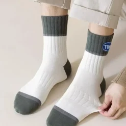 Men's 5 Pairs Multi Packs Socks Crew Socks Running Socks Casual Socks Rainbow Color Color Block Vacation Sports & Outdoor Daily Basic Warm Fall & Winter Fashion Casual