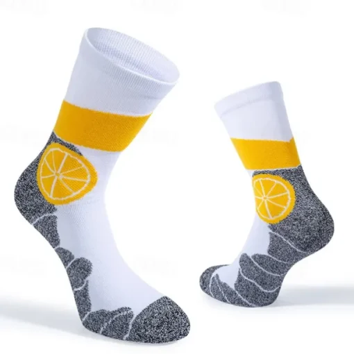 Men's 2 Pairs Multi Packs Socks Running Socks Casual Socks Yellow Red Color Color Block Sports & Outdoor Daily Vacation Basic Medium Spring Fall Fashion Casual
