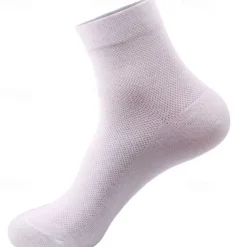 Men's 5 Pairs Multi Packs Socks Running Socks Casual Socks Black White Color Plain Vacation Sports & Outdoor Daily Basic Medium Spring Fall Fashion Casual