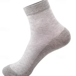 Men's 5 Pairs Multi Packs Socks Running Socks Casual Socks Black White Color Plain Vacation Sports & Outdoor Daily Basic Medium Spring Fall Fashion Casual