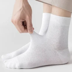 Men's 5 Pairs Multi Packs Socks Running Socks Casual Socks Black White Color Plain Vacation Sports & Outdoor Daily Basic Medium Spring Fall Fashion Casual