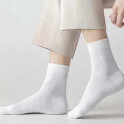 Men's 5 Pairs Multi Packs Socks Running Socks Casual Socks Black White Color Plain Vacation Sports & Outdoor Daily Basic Medium Spring Fall Fashion Casual