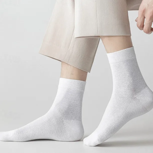 Men's 5 Pairs Multi Packs Socks Running Socks Casual Socks Black White Color Plain Vacation Sports & Outdoor Daily Basic Medium Spring Fall Fashion Casual