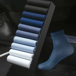 Men's 10 Pairs Multi Packs Socks Crew Socks Running Socks Casual Socks Blue Color Solid / Plain Color Vacation Sports & Outdoor Daily Basic Medium Spring Fall Fashion Casual