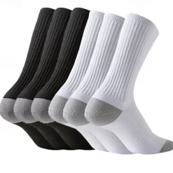Men's 3 Pairs Multi Packs Socks Running Socks Long Socks White+White+Black Black Color Color Block Sports & Outdoor Daily Vacation Basic Medium Spring Fall Fashion Casual