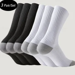 Men's 3 Pairs Multi Packs Socks Running Socks Long Socks White+White+Black Black Color Color Block Sports & Outdoor Daily Vacation Basic Medium Spring Fall Fashion Casual